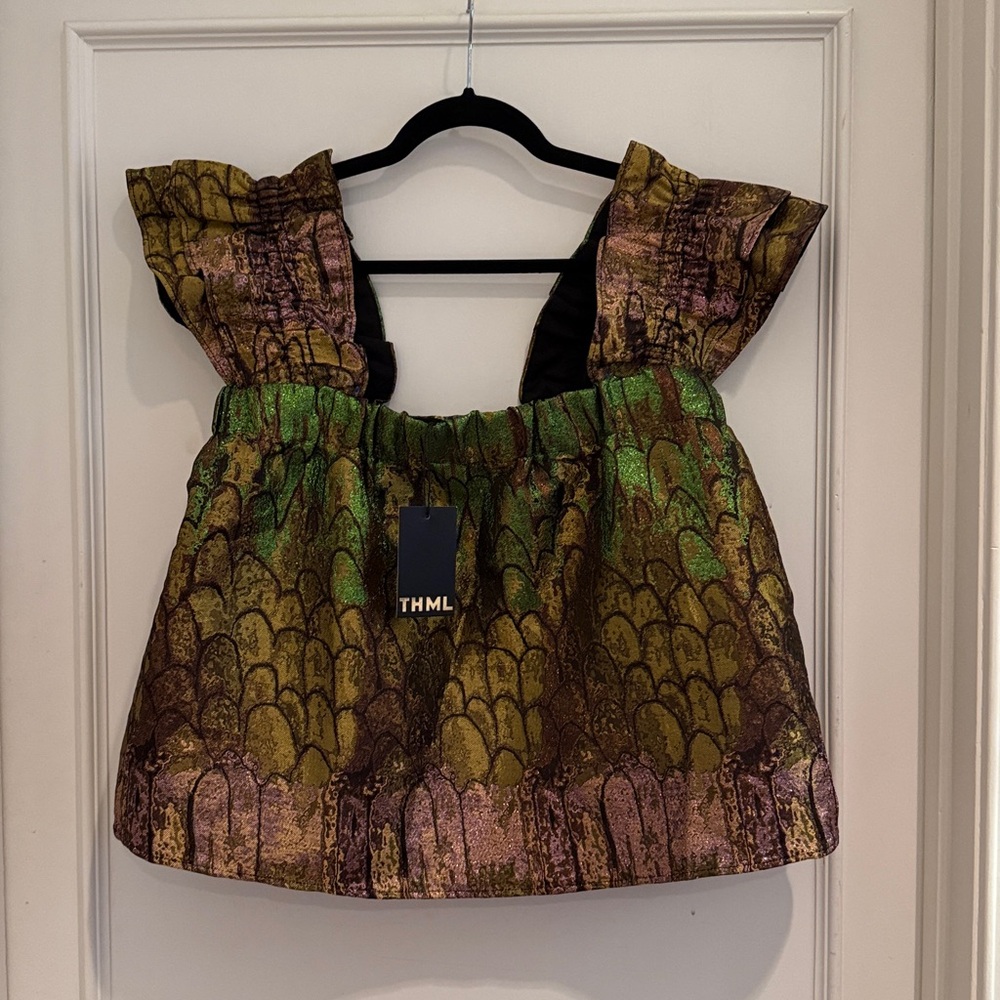 THML flutter sleeve metallic top - Picture 4 of 7